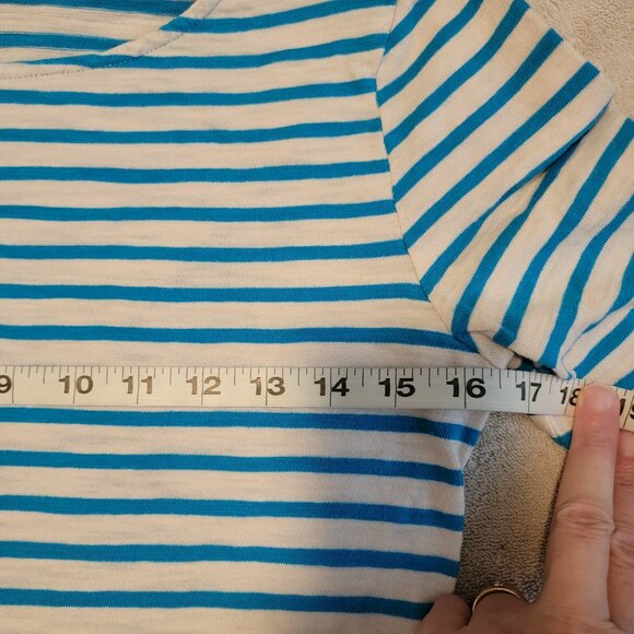 Forever 21 Turquoise Blue & White Stripe Pullover 3/4 Sleeve Top - Picture 6 of 9
